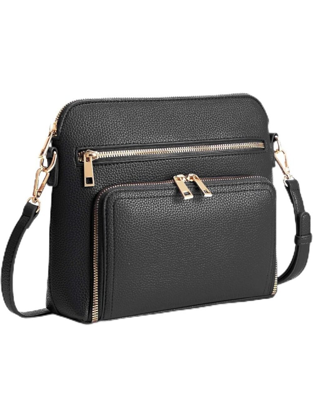 Women's Black Vegan Leather Small Crossbody Shoulder Purses with RFID Wallet